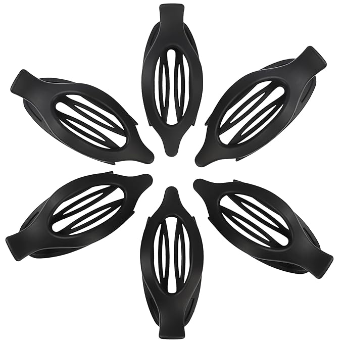 Flat Hair Clip 6 pcs Lay Down Claw Clips Hair Accessories for Women (Black)