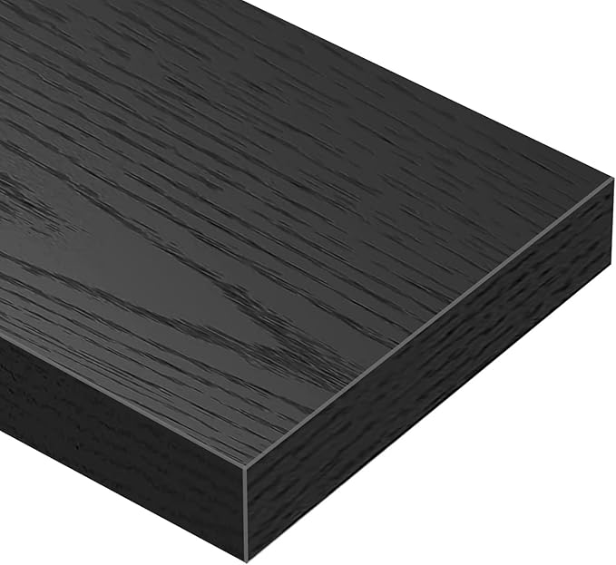 QEEIG Floating Shelf for Wall Bathroom Shelves Bedroom Kitchen Living Room Farmhouse Small Book Shelf 16 inch Set of 1, Black (015-B1)