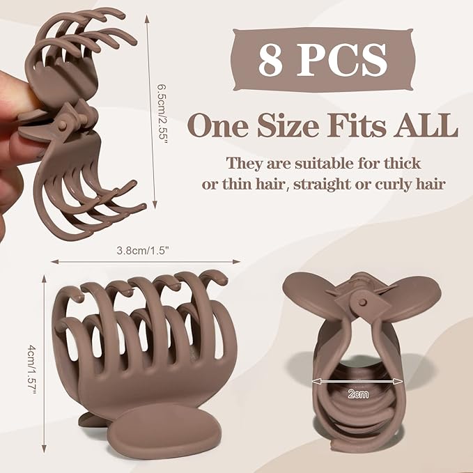1.6" Matte Small Double Row Teeth Hair Clips for Women - Strong Hold Jaw Clamps for Thin, Fine & Thick Hair