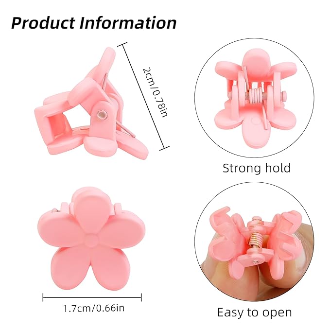 100Pcs Colorful Mini Flower Hair Clips, TEBIEKOY Small Hair Clips Mini Claw Clips Cute Jaw Clips Hair Pins Hair Barrettes Hair Accessories for Women Teens