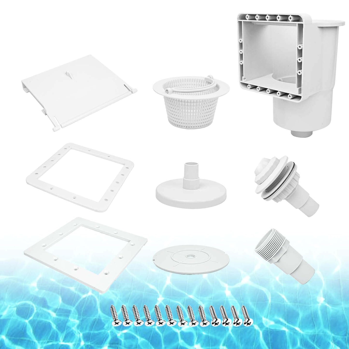 ZAIGANMA Above Ground Pool Skimmer, ABS Standard Thru-Wall Skimmer with Accessory Kit, Swimming Pool Skimmer, Opening Width 6 Inches Fits for All Standard Pool Wall, Replace #SP1091LX, 8940,45-400