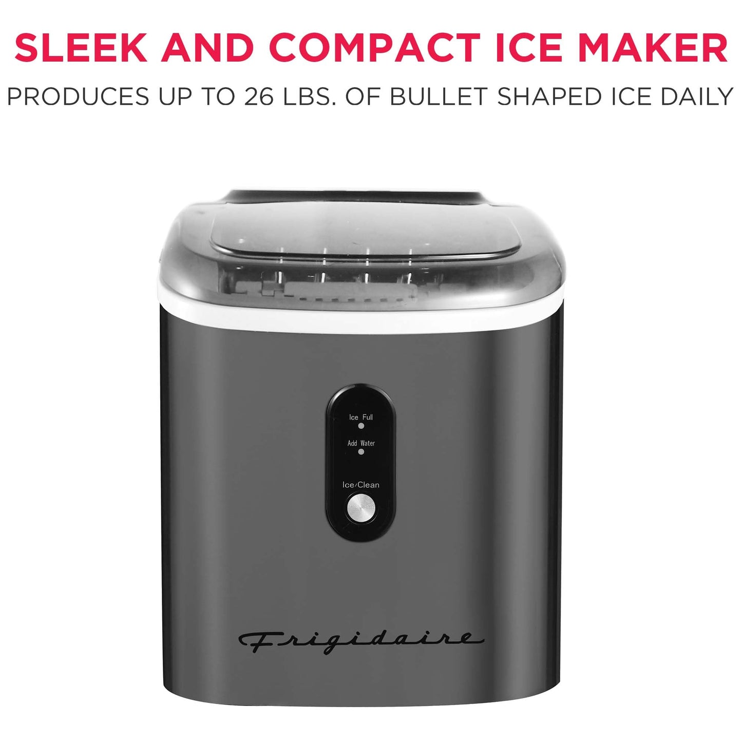 Frigidaire EFIC103 Ice Maker Machine Heavy Duty, 26lb Ice per Day, Black Stainless Steel