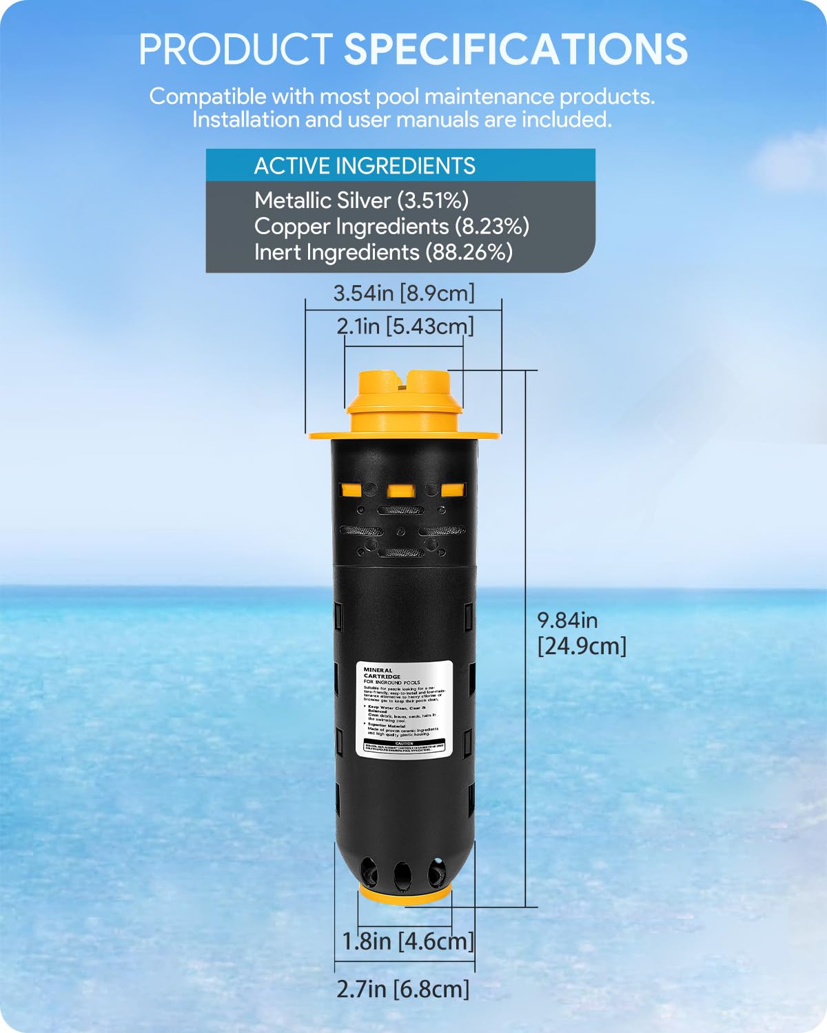 Replacement for Nature2 Duoclear 25 35 Mineral Cartridge W28000 W28001 Fit for All Zodiac DuoClear Fusion Soft Vision Pro Above Ground Ingroud Pool system, for up to 35,000 Gallons Pool