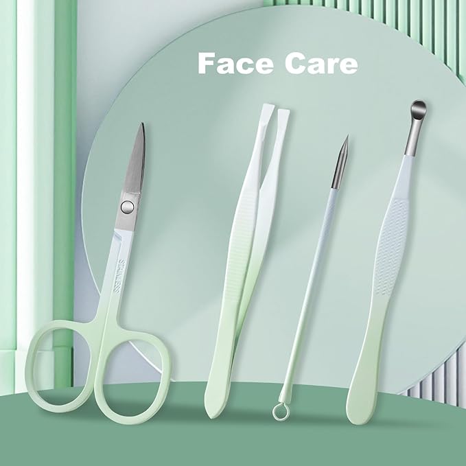 Manicure Set, 10 pcs High-Carbon Steel Nail Clippers Set, Portable Mini Manicure and Pedicure Kit, Travel Grooming Nail Kit with Leather Bag for Men and Women