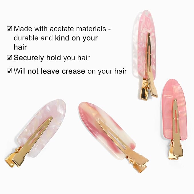 Canitor No Crease Creaseless Hair Clip for Women Pink No Bend Hair Clips for Makeup Styling Accessories Alligator Barrettes Bangs Preppy Tween Teen Girls Gifts Trendy Stuff Flat Clips