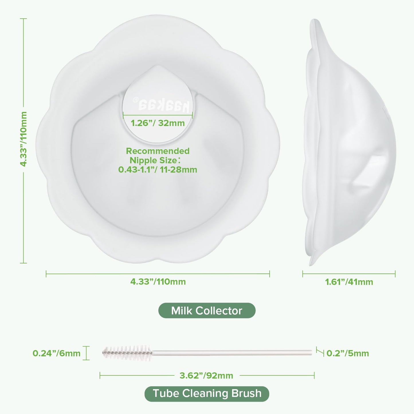 haakaa Petal Soft Silicone Milk Collector丨Discreet Leak-Protection Breast Milk Saver, Reusable Breast Shells Milk Collection Cup for Breastfeeding with Cleaning Brush- 2PCS