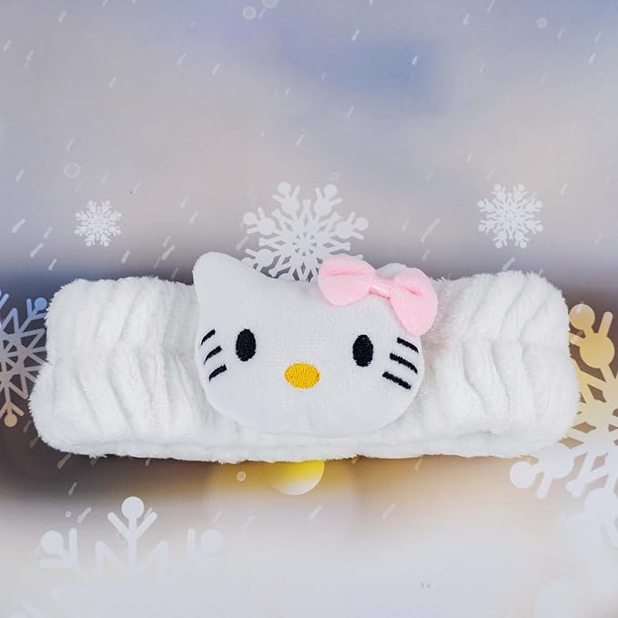Kawaii Spa Headband for Washing Face, Cute White for Make Up, Party - Soft for Woman Girls