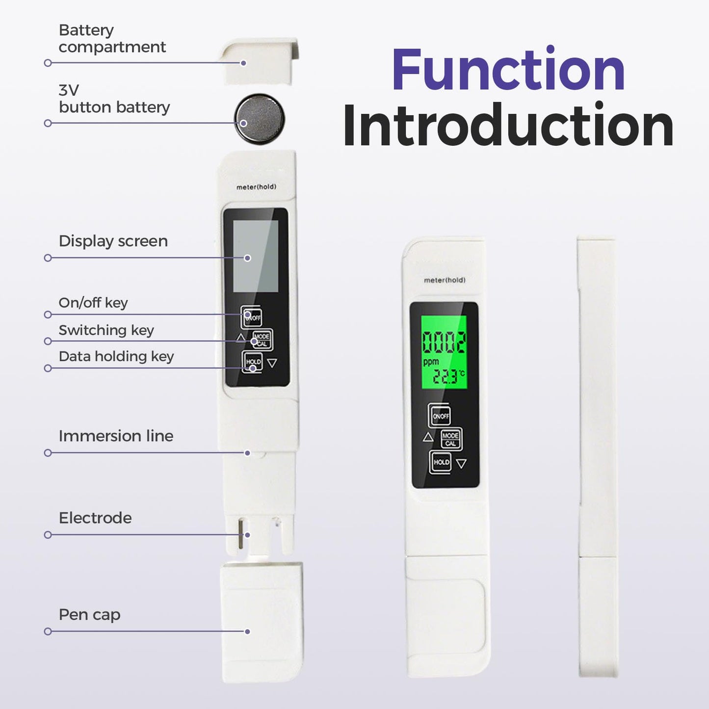 4 in 1 TDS Meter Digital Water Tester for Drinking Water, All New 2025 Portable Water Quality Tester with EC Temp Color Display, PPM Meter Water Tester for Aquarium Hydroponics Tap Water (White)