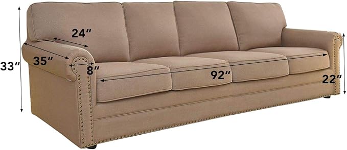 Easy-Going Stretch 4 Seater Sofa Slipcover 1-Piece Sofa Cover Furniture Protector Couch Soft with Elastic Bottom for Kids, Polyester Spandex Jacquard Fabric Small Checks Taupe