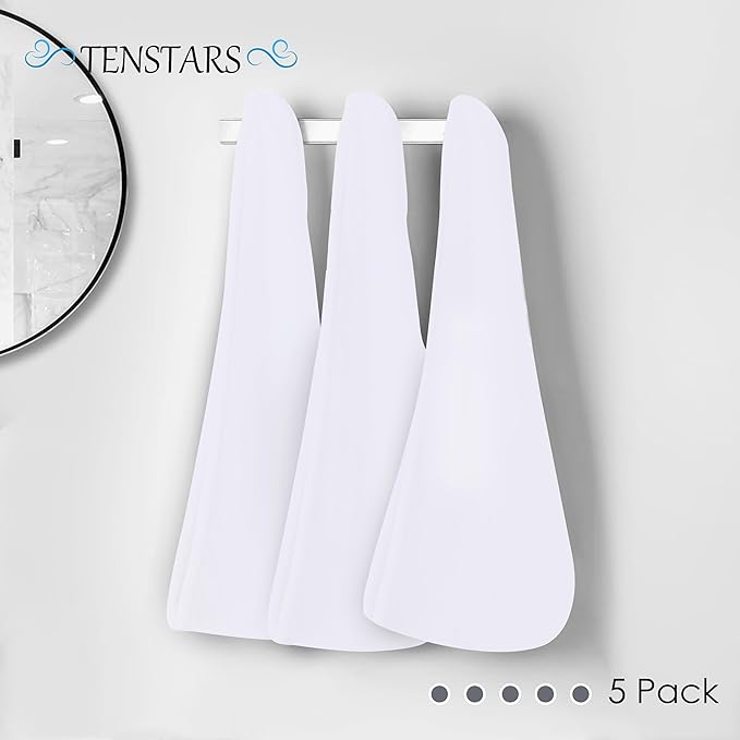 TENSTARS 5 Pack Thicken Microfiber Hair Towel Wrap for Women - Elastic Loop Design - 320GSM Coral Velvet - Quick Dry Hair Turban - 11x28 Inch (White)