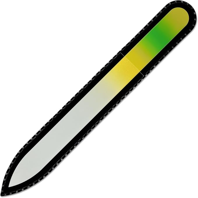 Mont Bleu Rainbow Crystal Nail File in Black Pouch - Czech Tempered Glass - Handmade in Bohemia (Czech Republic)