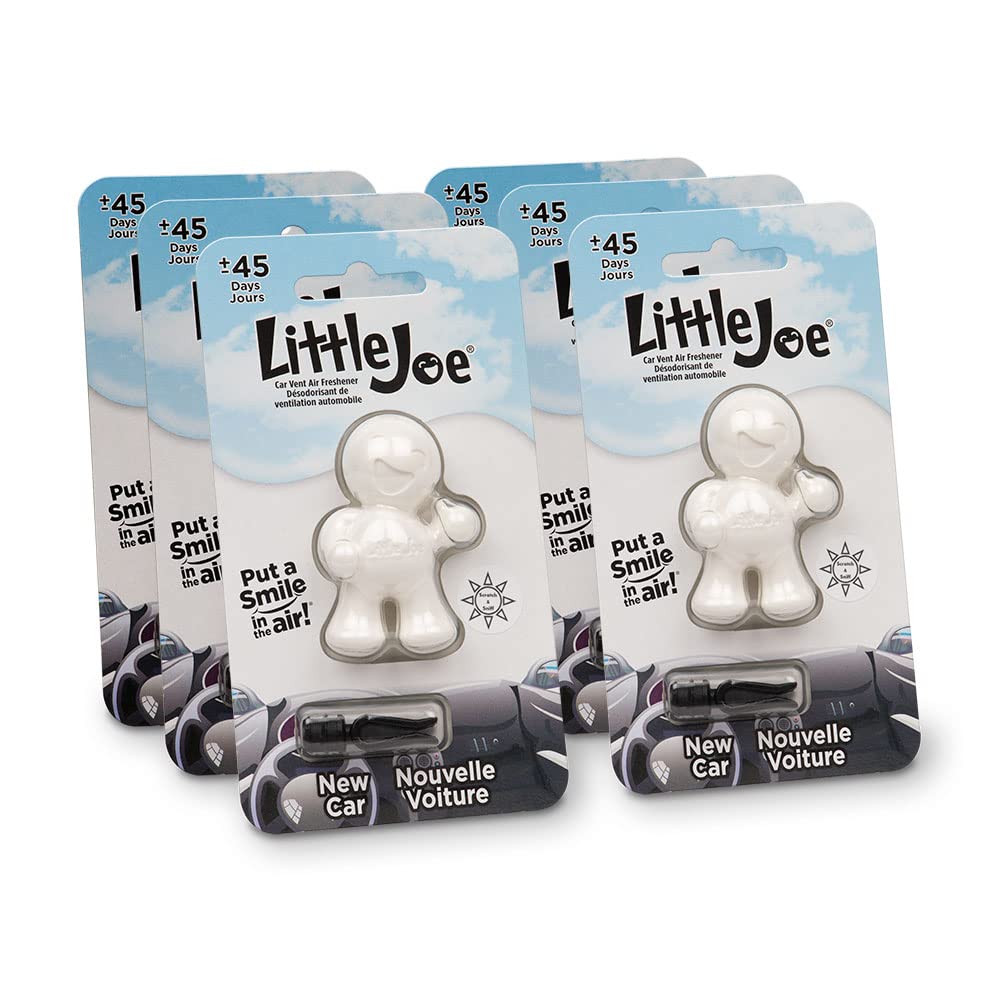 Little Joe 96401-6PK New Car Scent Car Air Freshener Vent Clip, Fights Odors for up to 45 Days, Long-Lasting Freshness, Cute Car Odor Eliminator, Pack of 6