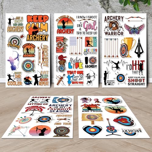 Archery Stickers 50 Pieces Vinyl Waterproof Decal for Laptop Water Bottle Phone Car Window Bike Motorcycle Stakeboard Scrapbook Archer Sticker Gifts for Kid Teen Adult