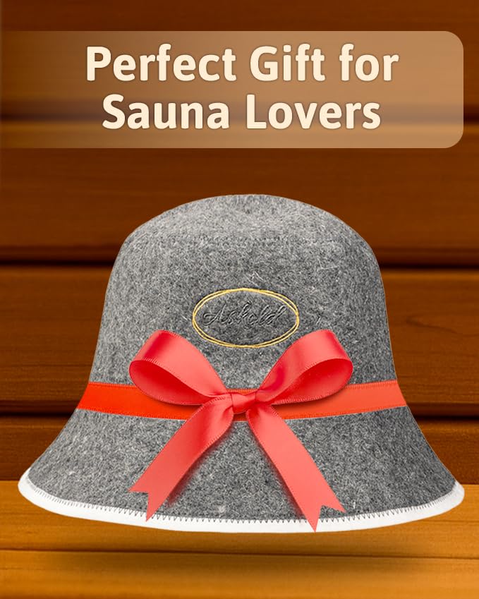ASKOLD Sauna Hat for Women and Men - Natural Wool Sauna Bucket Cap to Protect Hair, Finnish Felt - Eco-Friendly Banya Hat Sauna Accessories (Gray)
