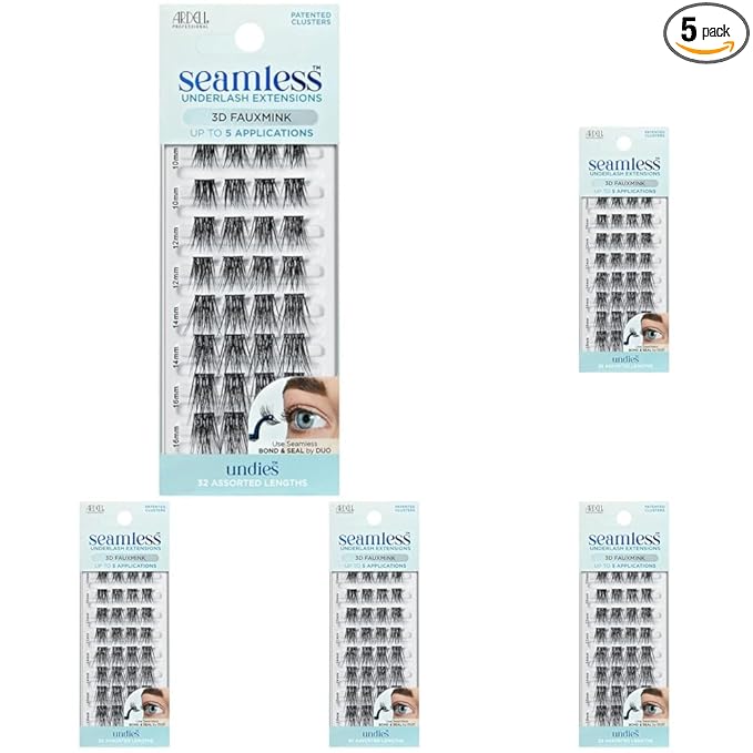 Ardell Seamless 3D Faux Mink Underlash Extensions Refill Kit - DIY Lash Clusters, Customizable Eyelash Extension for Natural Looking Lashes, 5-Pack