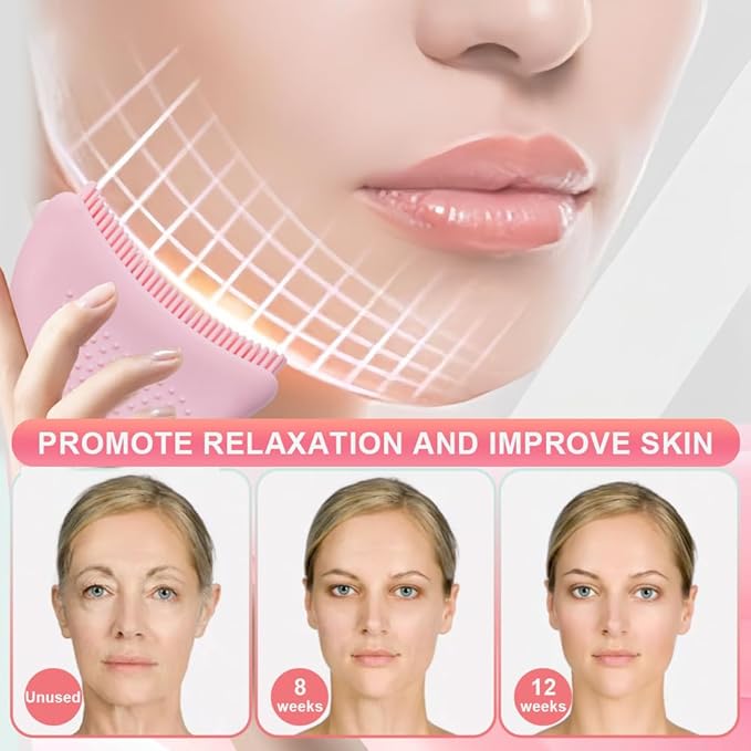 Silicone Lymphatic Contour Face Brush 2 Set - Facial & Neck Lymphatic Drainage Tool for Puffiness Reduction, Restores Facial Definition, Gentle on Sensitive Skin, Naturally Sculpted Look