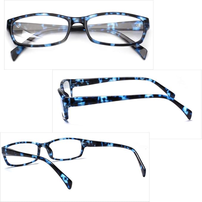 Henotin 5-Pack Reading Glasses Blue Light Blocking Anti Eyestrain Computer Reading Glasses for Women and Men Readers (5 Pack blue, 4.00)
