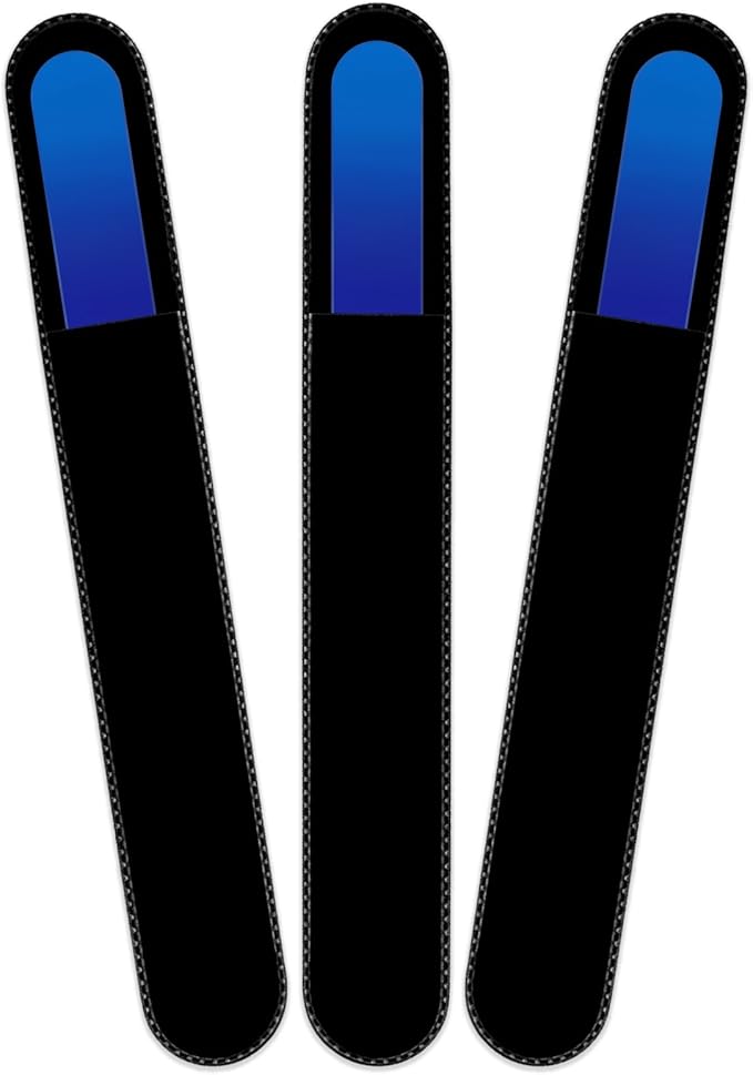 Mont Bleu Rainbow Crystal Nail File in Black Pouch - Large/Professional Size - Czech Tempered Glass - Handmade in Bohemia (Czech Republic)