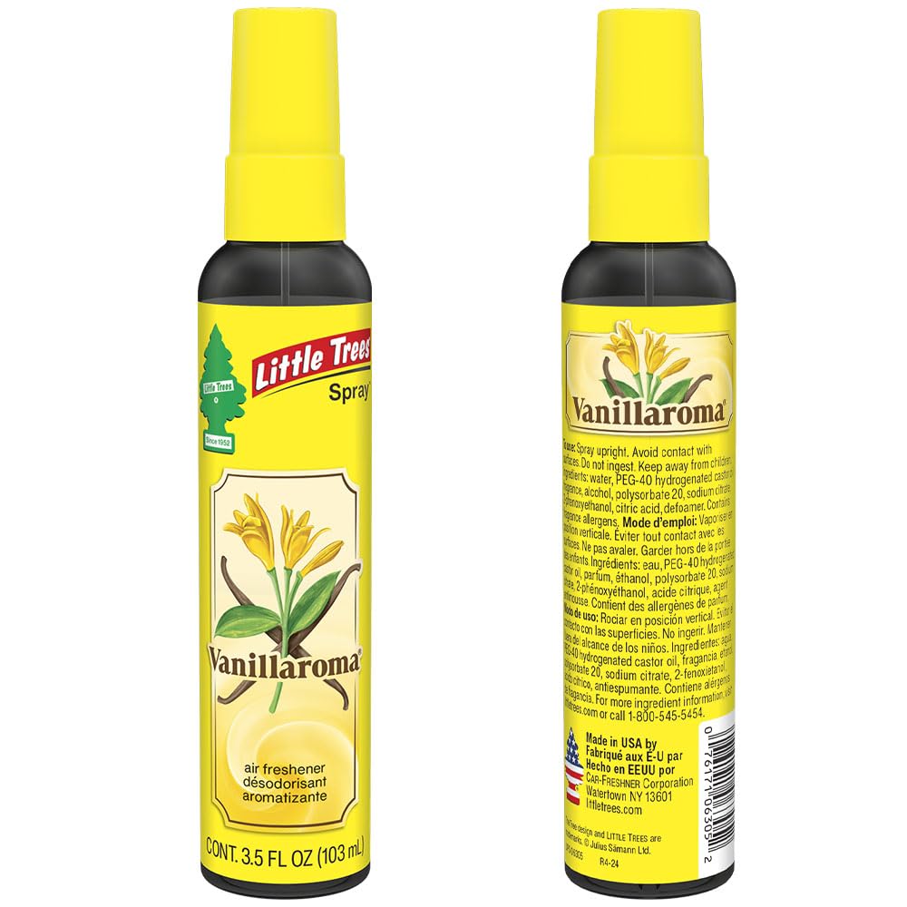LITTLE TREES Car Air Freshener | Spray Provides a Long-Lasting Scent for Auto or Home | On-the-go Freshness | Vanillaroma, 6 Air Fresheners