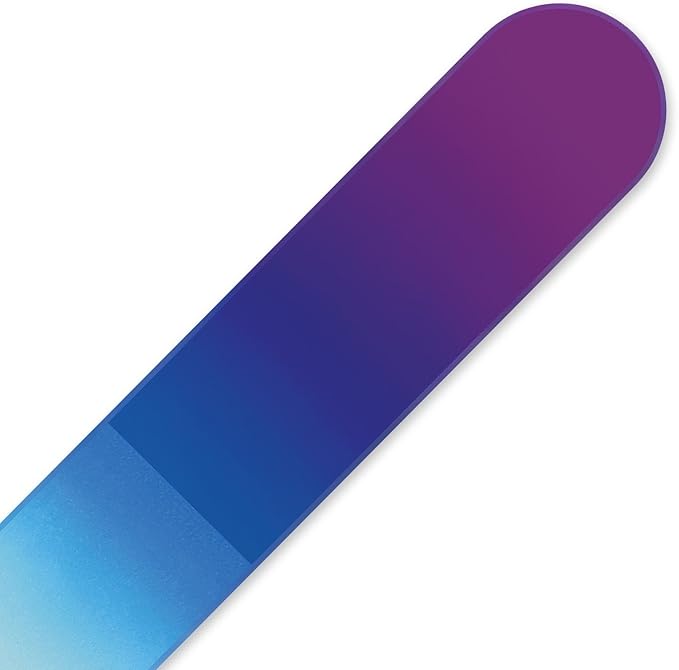 Mont Bleu Rainbow Crystal Nail File in Black Pouch - Small/Purse Size - Czech Tempered Glass - Handmade in Bohemia (Czech Republic)