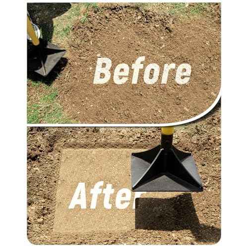 10"x10" Steel Tamper with 48" Handle, Heavy Duty Hand Compactor Tool for Leveling Soil, Gravel, Sand, Asphalt, Ground, Paver, Driveway, Garden, Yard, and Blacktop Repair