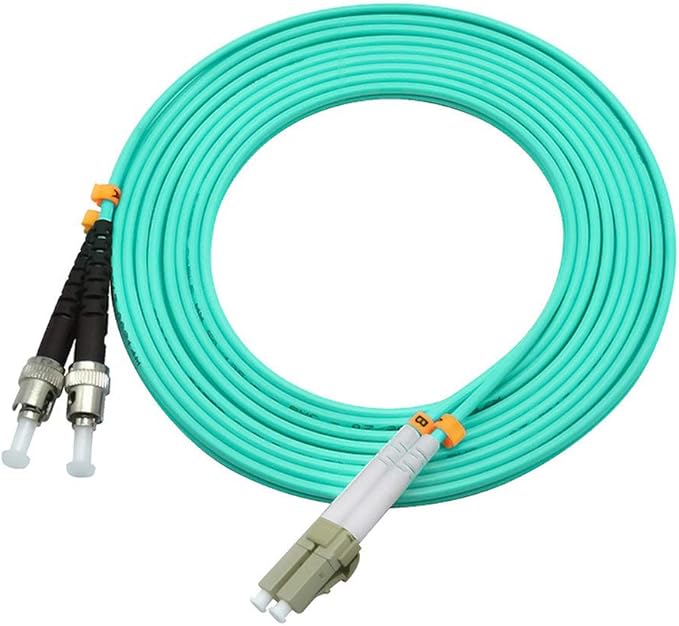 Jeirdus 15Meters 49ft LC to ST Duplex 50/125 10G OM3 Multi-Mode Fiber Optic Cable Jumper Optical Patch Cord LC-ST