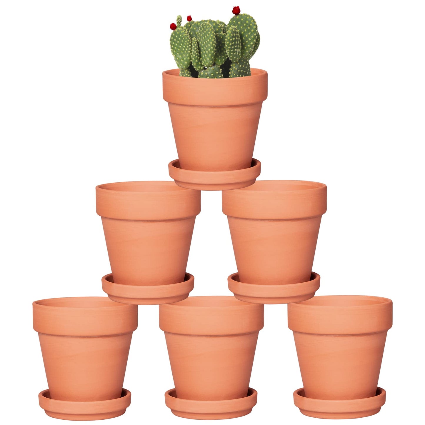 Orceler 4 Inch Terracotta Pots with Saucer - 6 Pack Small Clay Plant Pots with Drainage Holes, Flower Pots with Tray, Terra Cotta Pots for Indoor Outdoor Plants, Crafts, Wedding Favor