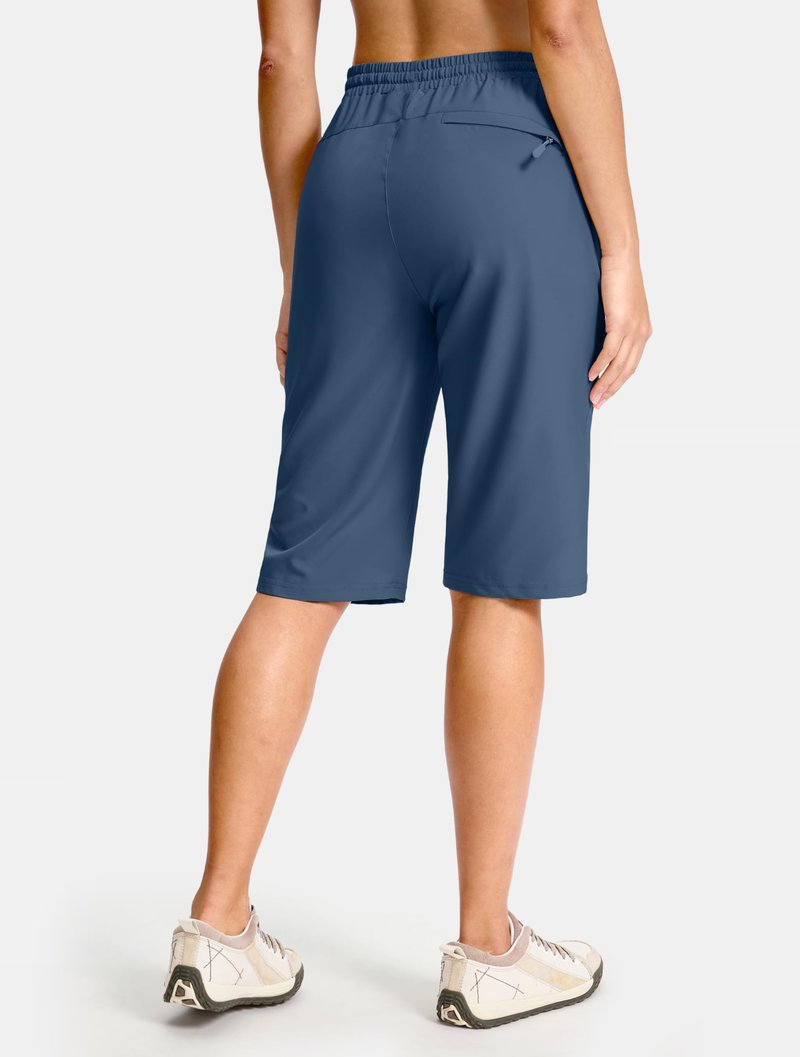 SANTINY Women's 13" Long Hiking Shorts with 3 Zipper Pockets Quick Dry Lightweight Bermuda Knee Length Shorts for Women(Dusty Blue_L)