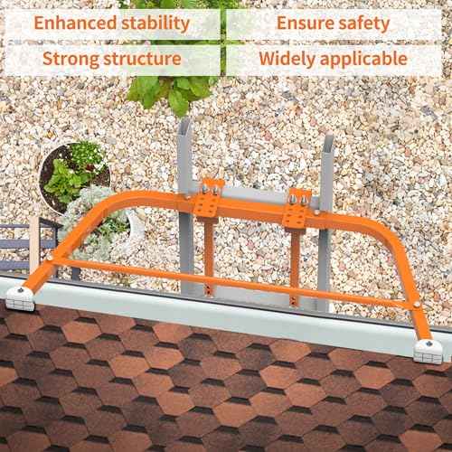 Ladder Stabilizer for Roof Gutter Guard £¦Wall,Extended Ladder Crane Stabilizer Accessory,Steel Ladder Stand-Off Wing Span/Wall Ladder Standoff with Non-Slip Rubber Bottom pad. (Orange-Steel)