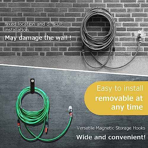 Windyun 10 Pcs Magnetic Garage Hooks Heavy Duty Magnetic Straps Extension Cord Holder Magnet Hooks for Hanging Cables Hoses Workshop Rope Garden Organization (1.7 Inch)