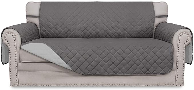 Easy-Going Sofa Slipcover Reversible Loveseat Sofa Cover Couch Cover for 2 Cushion Couch Furniture Protector with Elastic Straps for Pets Kids Dog Cat (Oversized Loveseat, Gray/Light Gray)