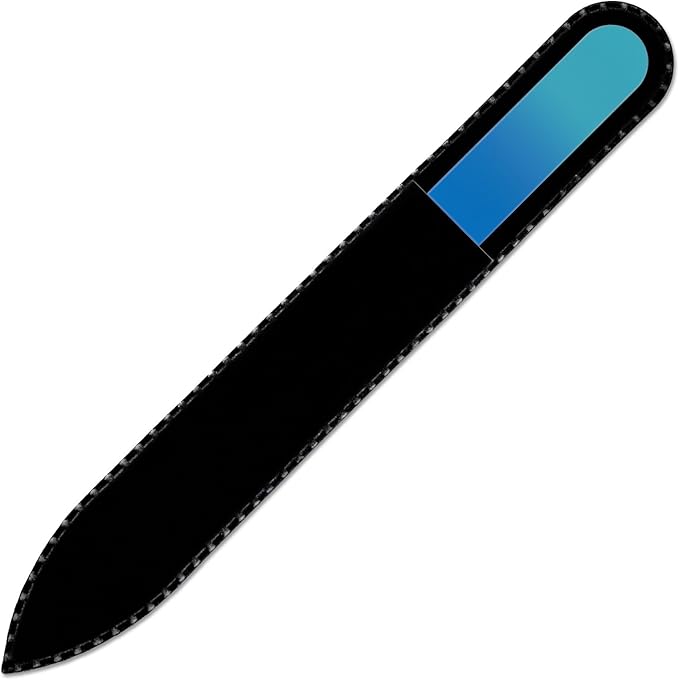 Mont Bleu Rainbow Crystal Nail File in Black Pouch - Czech Tempered Glass - Handmade in Bohemia (Czech Republic)