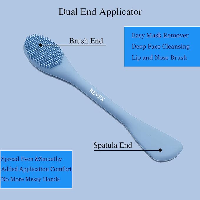 REVEX Pore Cleaning Brush,Face Scrubber,Exfoliating Pore Scrubber,Silicone Face Mask Applicator,Mask Applicator Tool for Facial Mud,Face Brush for Women Men. (Sky Blue+Gray)