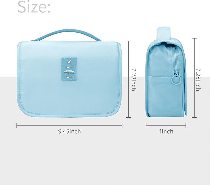 Large Capacity Toiletry Bag Travel Bag with Hanging Hook for Men and Women Waterproof Travel Cosmetic Bag Bathroom Storage Bag for Brushes Set, Full-Sized Shampoo,Accessories(Baby Blue)