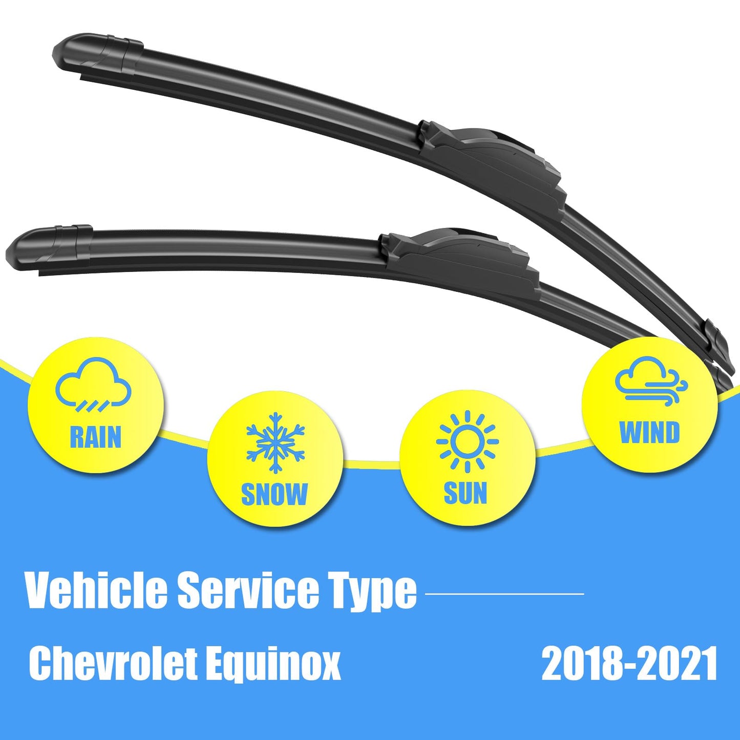 Gavimnal® 24"+18"+12" Silicone Wiper Blades Replacement For Chevrolet Equinox 2018-2021,All-Season Front Rear Windshield Wiper Blades(Set of 3)