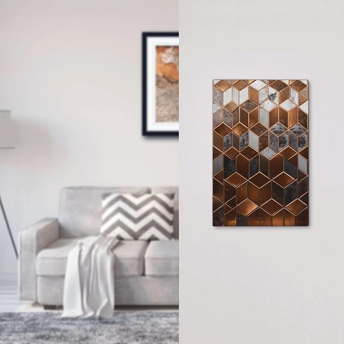 Bvtewkhz Brown Abstract Luxury Modern Geometric Cubic Marble No Device Single Blank Decorative Light Switch Covers Electrical Faceplate Switch Plates for Bathroom Kitchen Home