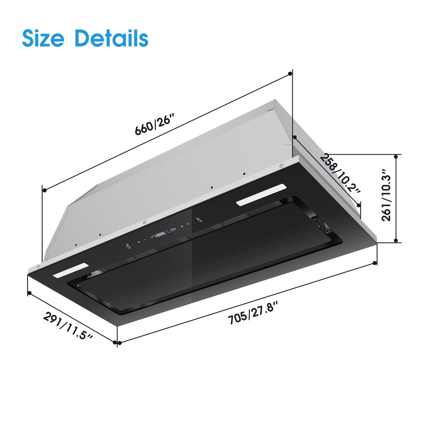 JOEAONZ Range Hood Insert 30 Inch 800 CFM, Built-in Vent Hood Black Glass Gesture & Touch Control Kitchen Exhaust Fan, Mesh Filters Recirculating Stove Hood Dual LED Lights Ducted/Ductless Convertible