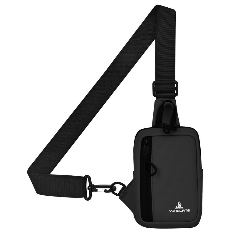 JIMYAO Mini Sling Bag for Men/Women, Waterproof Utility Chest Bag Crossbody Backpack for Hiking Travel Sports Running (Black)