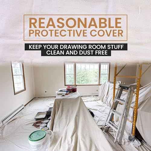 Canvas Painters Drop Cloth (Size 4 x 10 Feet - Pack of 1) - Pure Cotton Paint Drop Cloth for Painting, Curtains, Furniture & Floor Protection - All Purpose Thick Canvas tarp with Double Stitched Edges