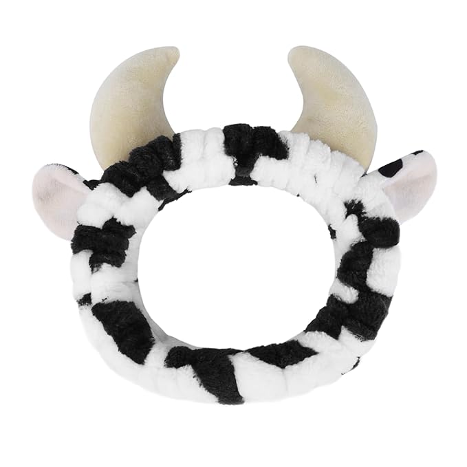 Facial Spa Headband Cosmetic Makeup Skincare Headband for Washing Face Makeup (Cow)