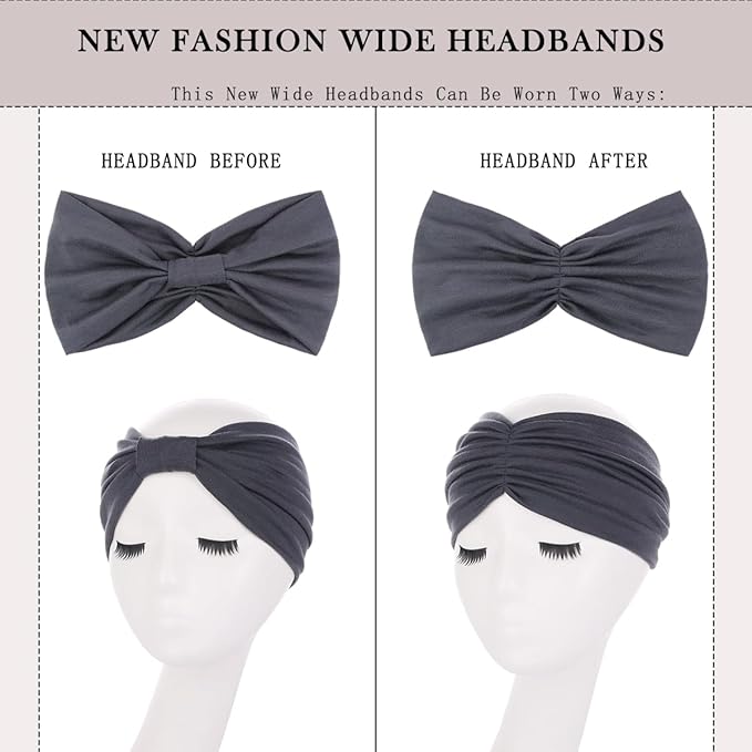 Kachanaa 6 Packs New Wide Headbands for Women's Hair,Non-Slip Soft Elastic Bandeau Hair Bands Makeup Yoga Workout Running Sweat Hair Wraps Fashion Hair Accessories