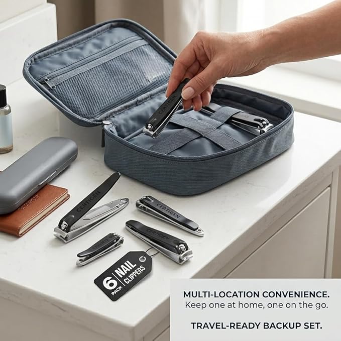 Nail Clippers Set 6 -Pack - Includes Toenail Clippers, Fingernail Clipper, and Finger Nail Clippers for Men and Women Adult, Toe Nail and Fingernail Clipper Kit