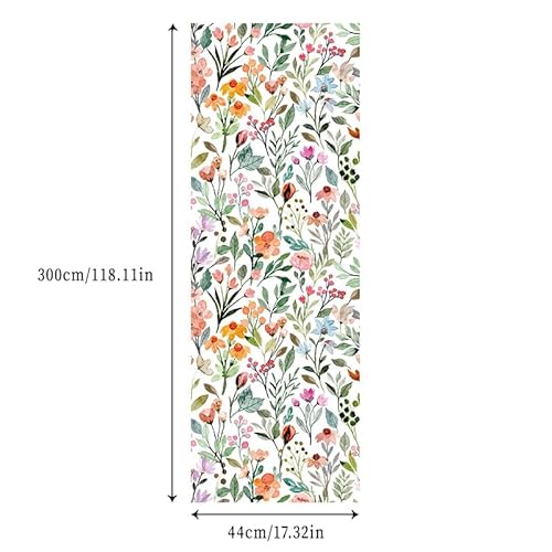 17.32"x118" Floral Wallpaper Peel and Stick Boho Textured Wall Paper for Bedroom Bathroom Renter Friendly Waterproof Pink Watercolor Modern Wallpaper for Kitchen Cabinet