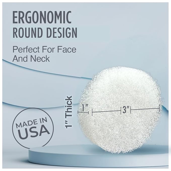 HartFelt Round Face Scrubber for Women | Reusable Facial Sponges for Daily Cleansing | Facial Exfoliating Pads for Removing Dead Skin, Dirt & Makeup | Use with Favorite Cream | Made in USA - 25 Count