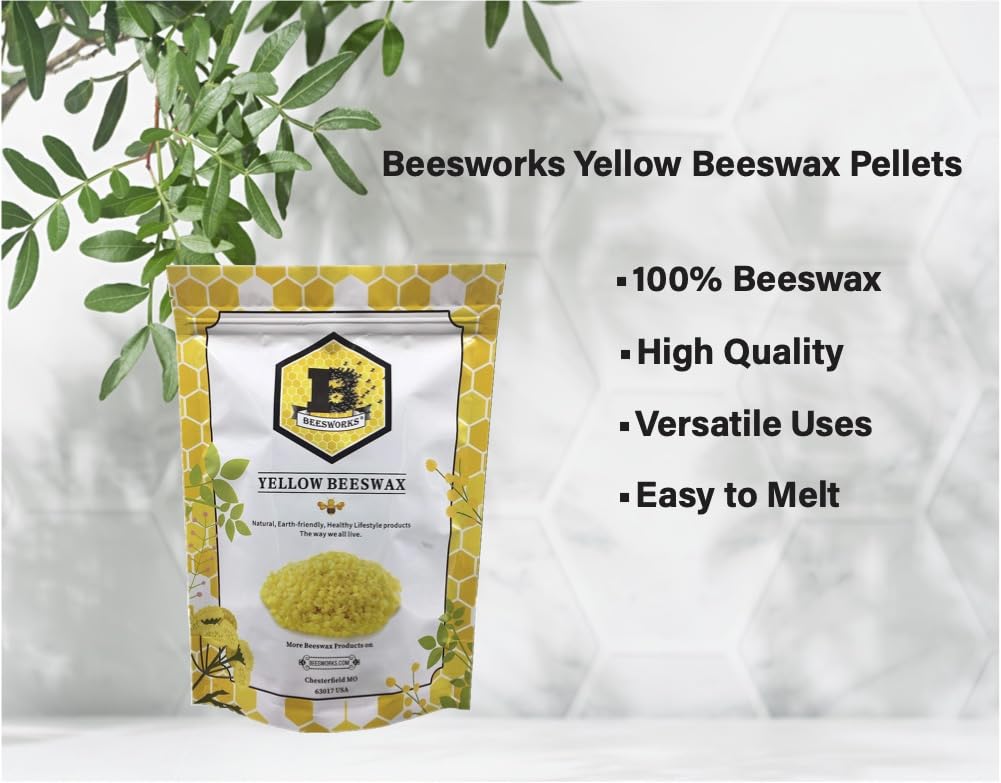Beesworks Yellow Beeswax Pellets (3 lb) | 100% Pure, Cosmetic Grade, Triple-Filtered Beeswax for DIY Skin Care, Lip Balm, Lotion, and Candle Making