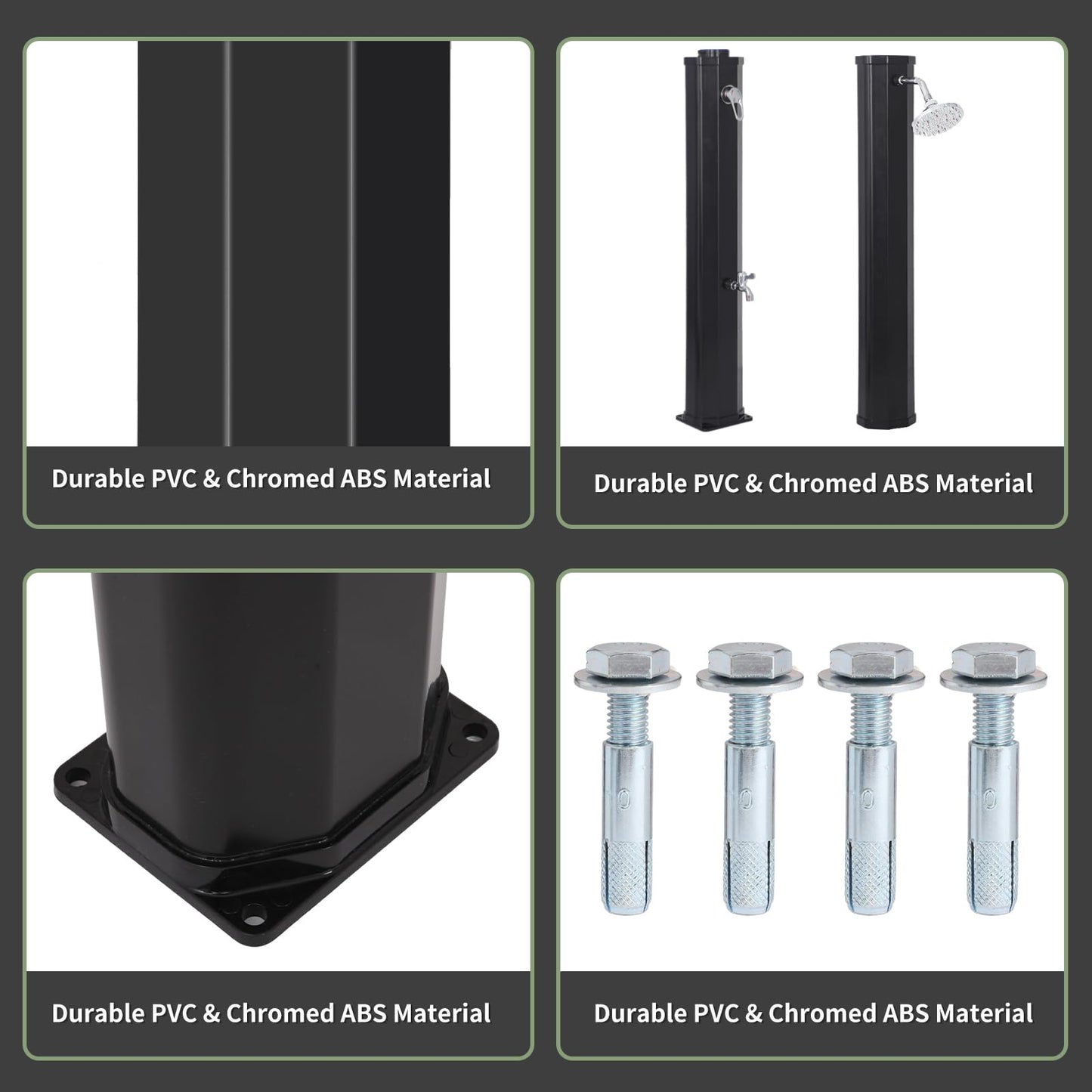 9.3 Gallon Solar Heated Outdoor Shower, 7.2FT Height, 360°Rotating Rainfall + 6FT Handheld Shower + Foot Faucet, Freestanding Black Poolside Shower with Hot & Cold Water Adjustment