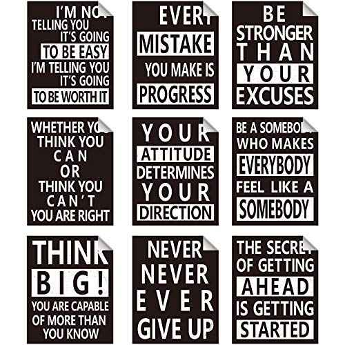 Zonon 9 Pcs Inspirational Wall Decals Spiritual Motivational Wall Stickers Positive Quotes Sayings Phrases Decals for Library Home School Office Art Decorations, 8 x 10 Inches