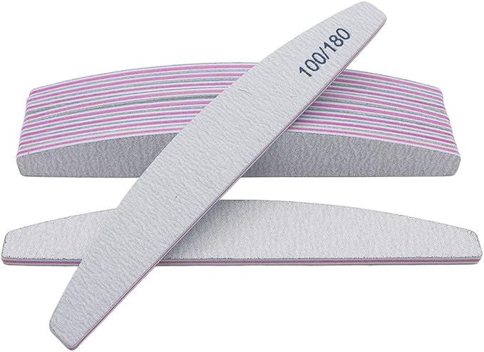 12 Pieces 100/180 Grit Nail Files - Double-Sided Emery Boards for Acrylic, Gel & Natural Nails