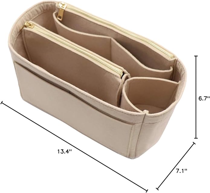 LEXSION Felt Purse Bag Organizer Insert with zipper Bag Tote Shaper Fit Speedy Neverful PM MM