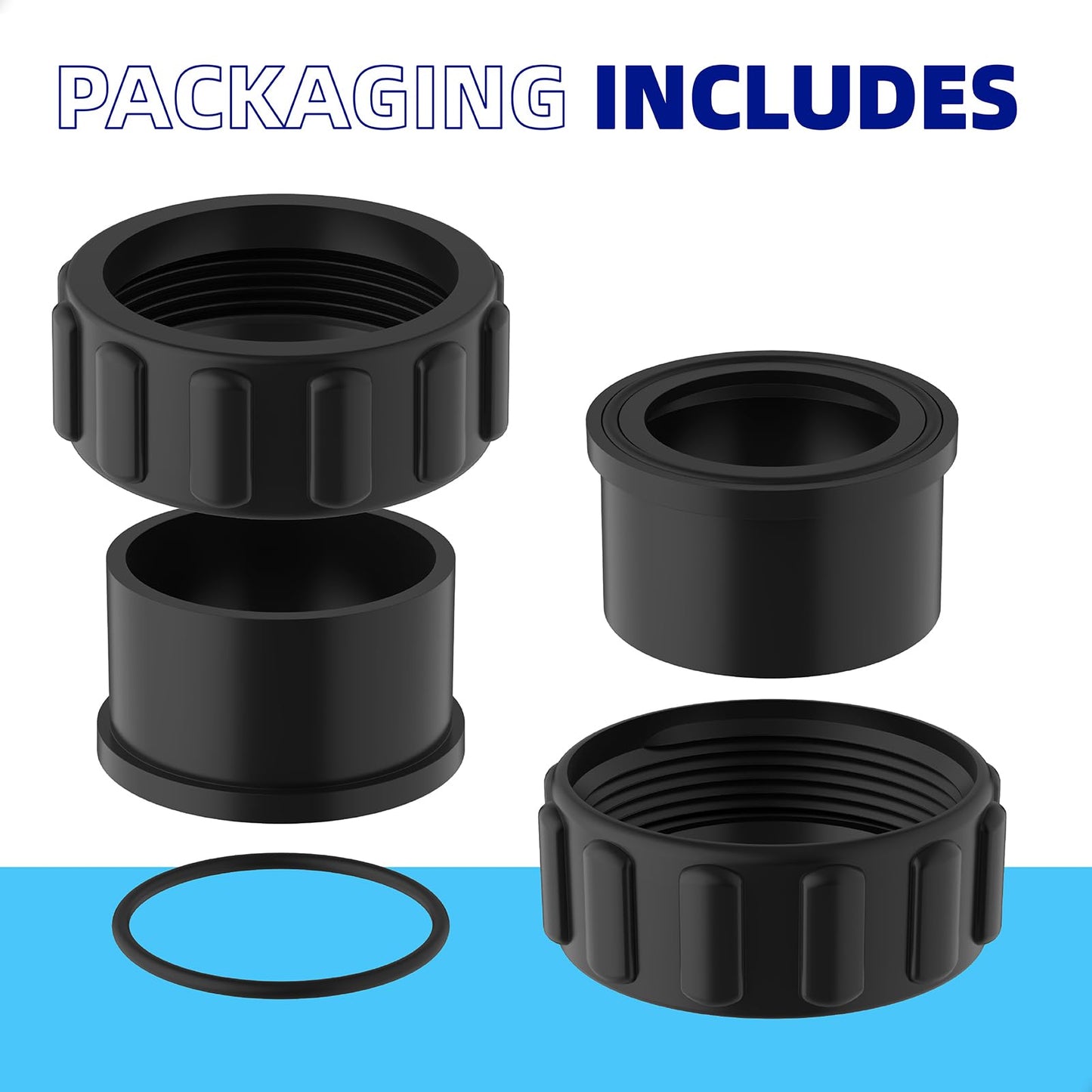 Black 520595 Union Replacement Kit Compatible with Pentair IntelliChlor&Ichlor Salt Chlorinator, Salt Cell Union Connector Kit for IC20 IC40 IC60 IC80 Pool/Spa Sanitizer and Automation Control Systems